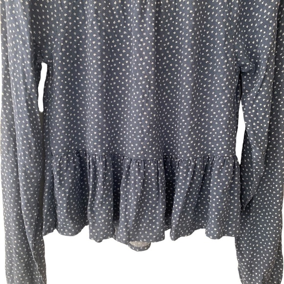 Pacsun Shirt Womens Small Mini Floral Peplum Babydoll Long Sleeve VNeck Blue NWT - Picture 6 of 8